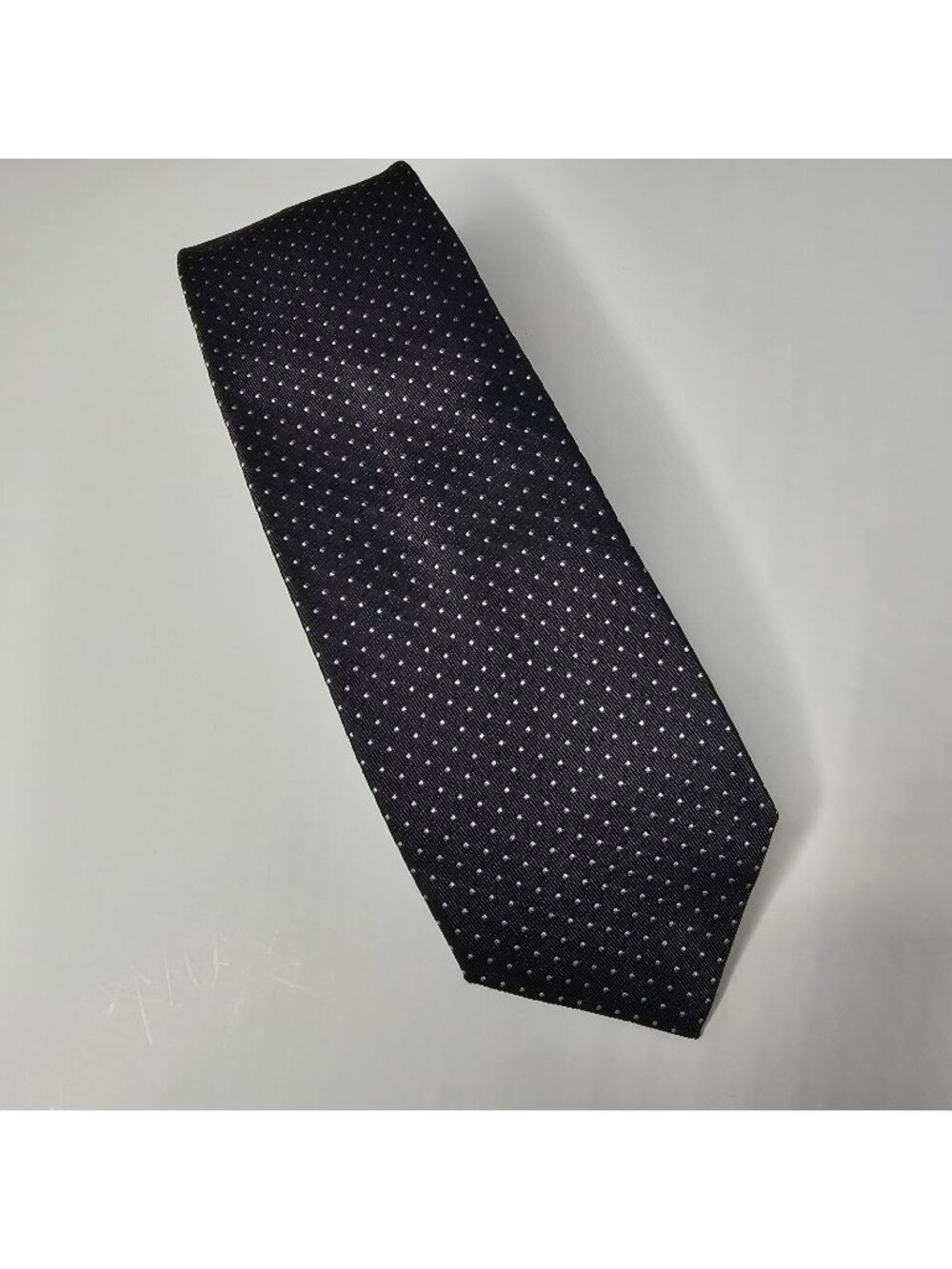 NWT $140 JIL SANDER 100% Silk Slim 2.75" Polka Dot Metal black silver neck tie